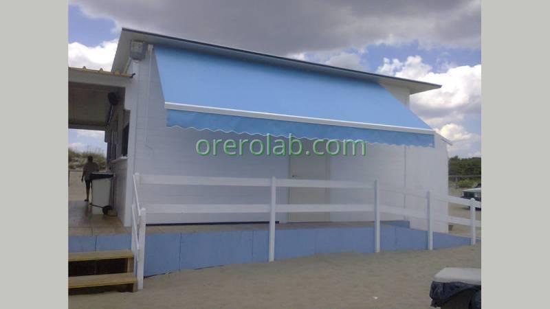 retractable awning tempotest fabric light blue beach lido salento italy