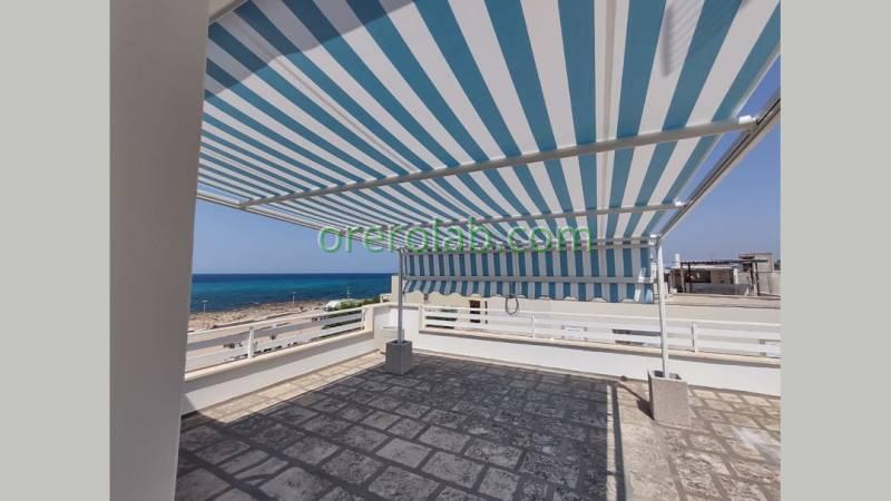 tenda da sole attico tessuto tempotest rigato bianco blu salento