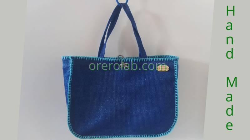 Borsa Aquatic Blue elegante realizzazione artigianale in rete Tentmesh Texout